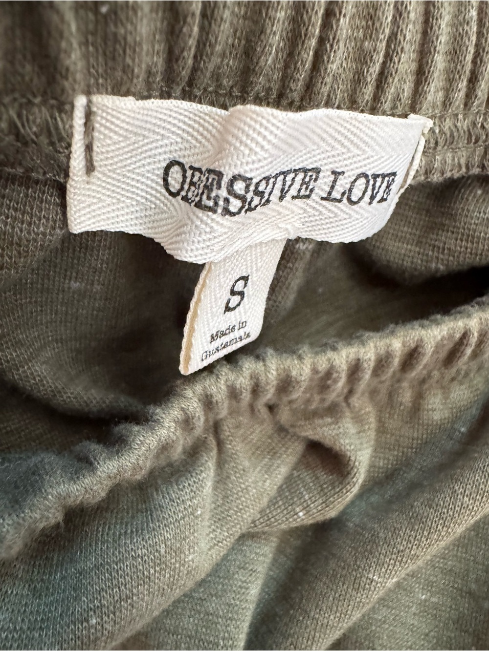 Obsessive Love Jersey Strapless Jumpsuit Wide Leg Tie Belt Khaki Green Sz Small - Picture 4 of 8